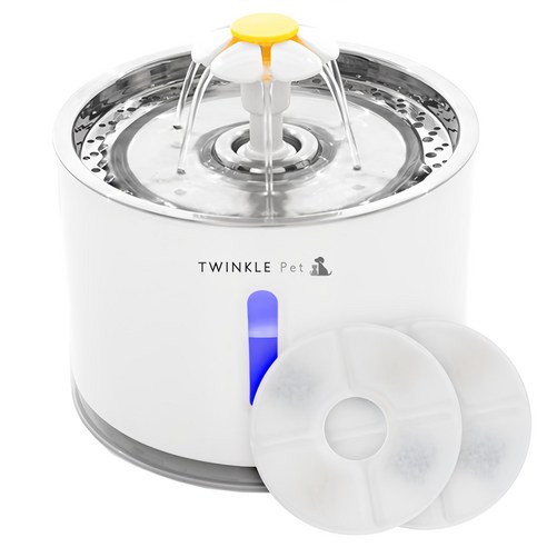 트윙클펫 고양이 스테인리스 급수기 2.4L + 리필 필터 2p 세트