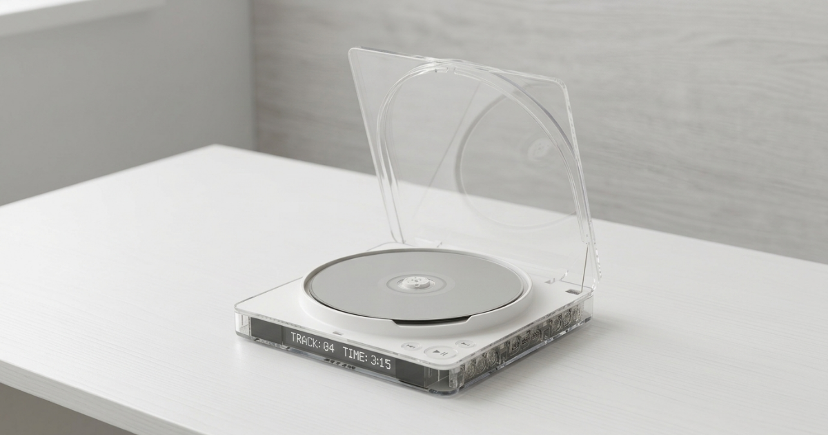 휴대용 CD 플레이어 흰색 원형